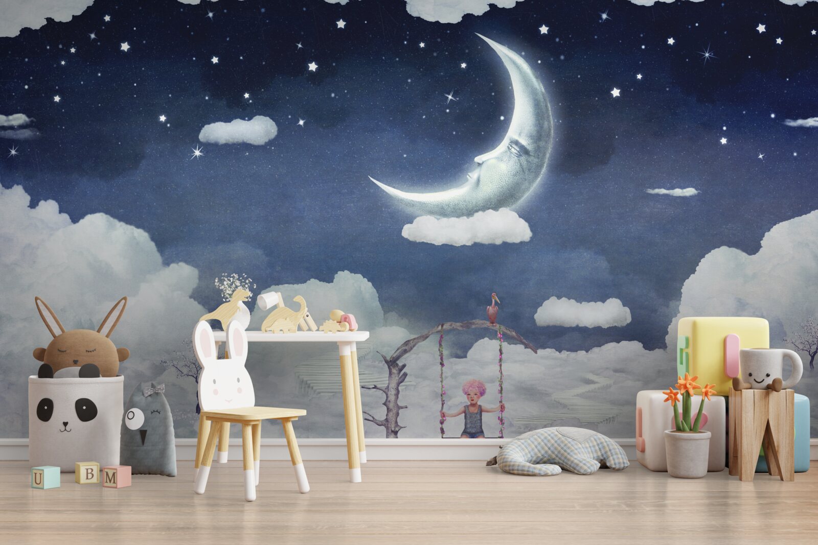 Carta da parati giovane uomo che cammina al chiaro di luna