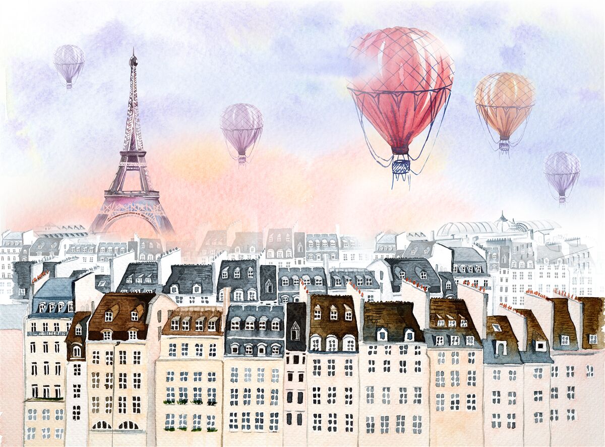 Carta da parati torre eiffel e edifici parigini