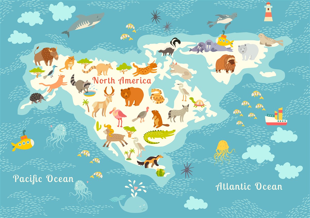 Carta da parati mappa delle popolazioni del nord america