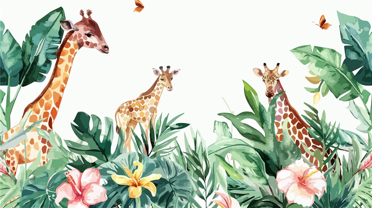 Carta da parati Giraffa a spasso nella giungla