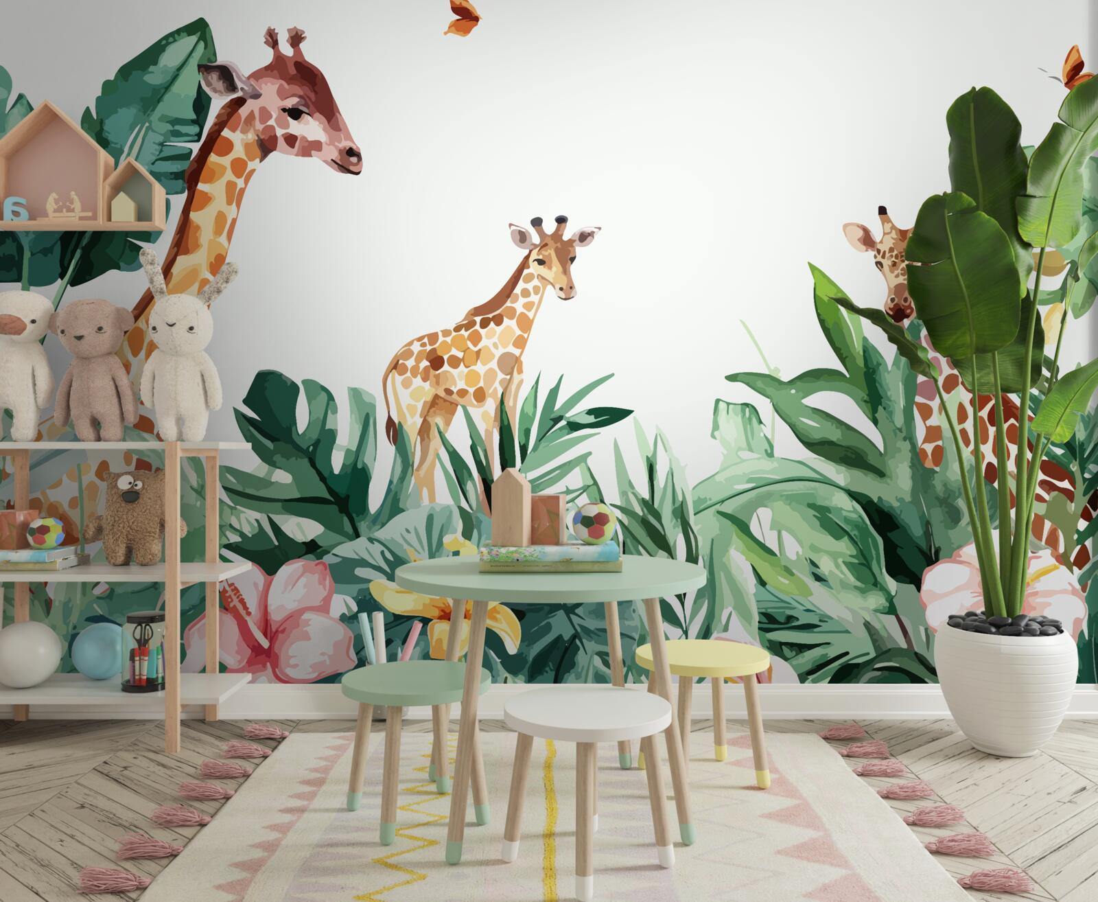 Carta da parati Giraffa a spasso nella giungla