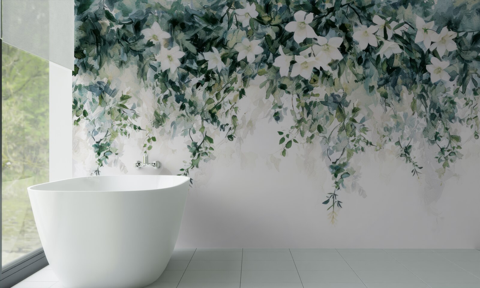 Carta da parati gelsomino bianco come la neve in fiore