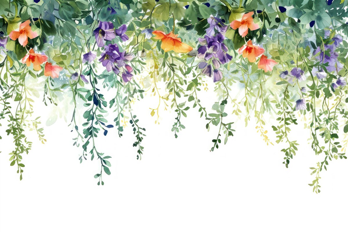 Carta da parati fiori delicati del giardino capovolti