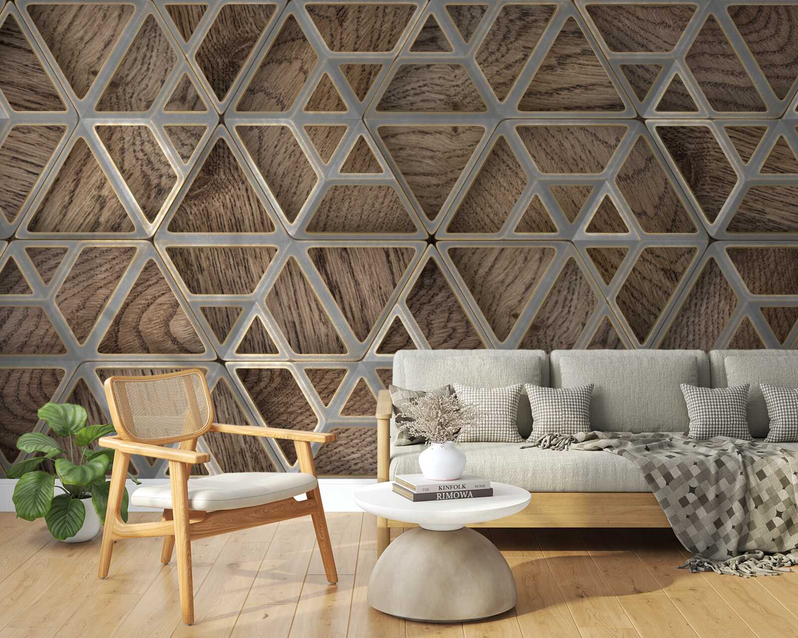 Carta da parati struttura triangolare in legno