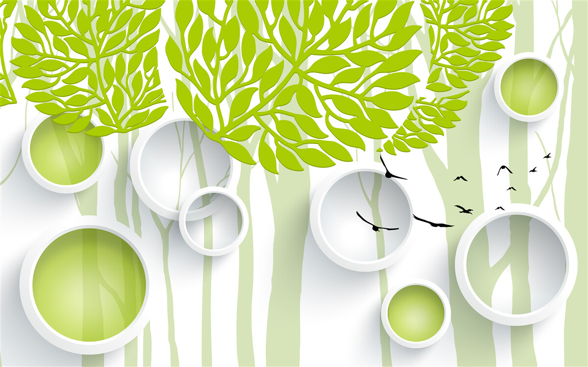 Carta da parati Immagine astratta di alberi primaverili di colore verde chiaro