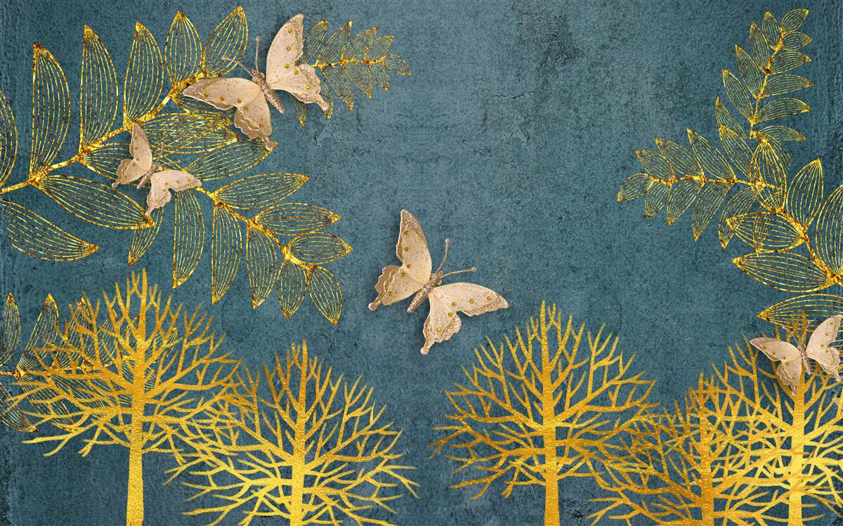 Carta da parati una foresta piena di oro e di buio