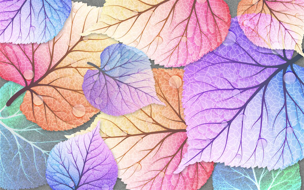 Carta da parati foglie d'autunno dipinte con colori vivaci