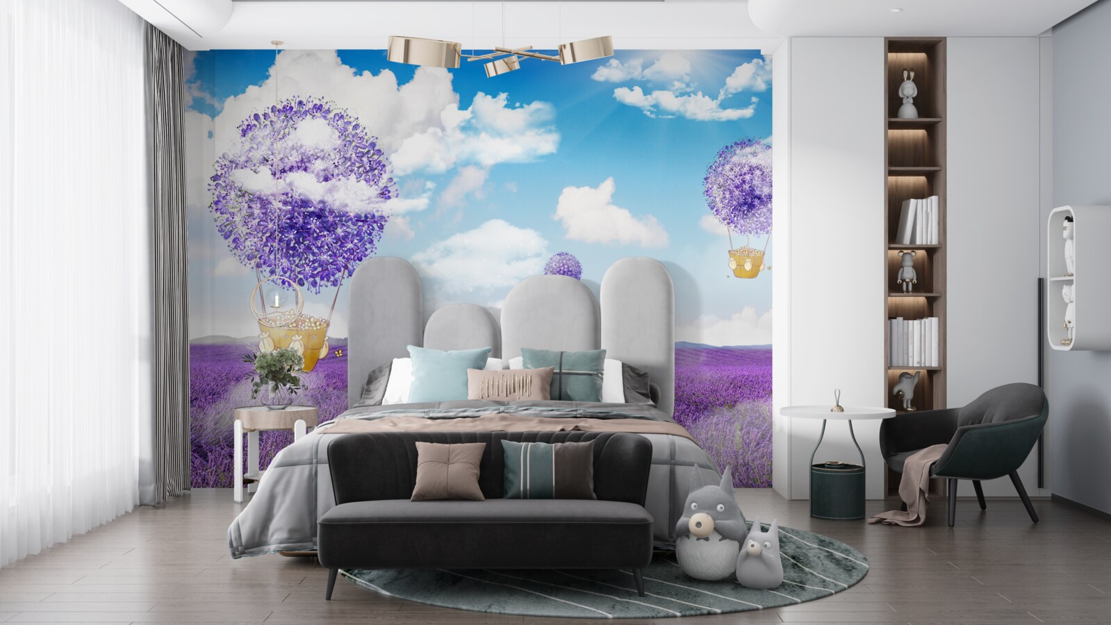 Fototapeta plantacja lawendy i balony