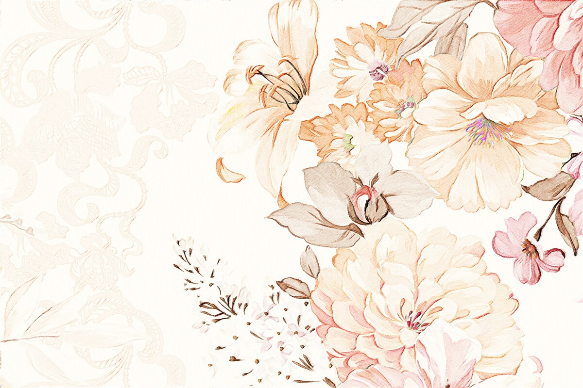 Carta da parati composizione con fiori ad acquerello