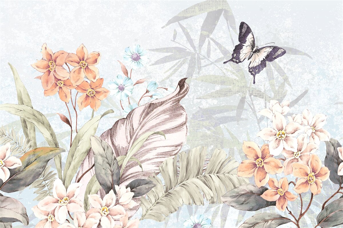 Carta da parati fiori della giungla sull'acqua