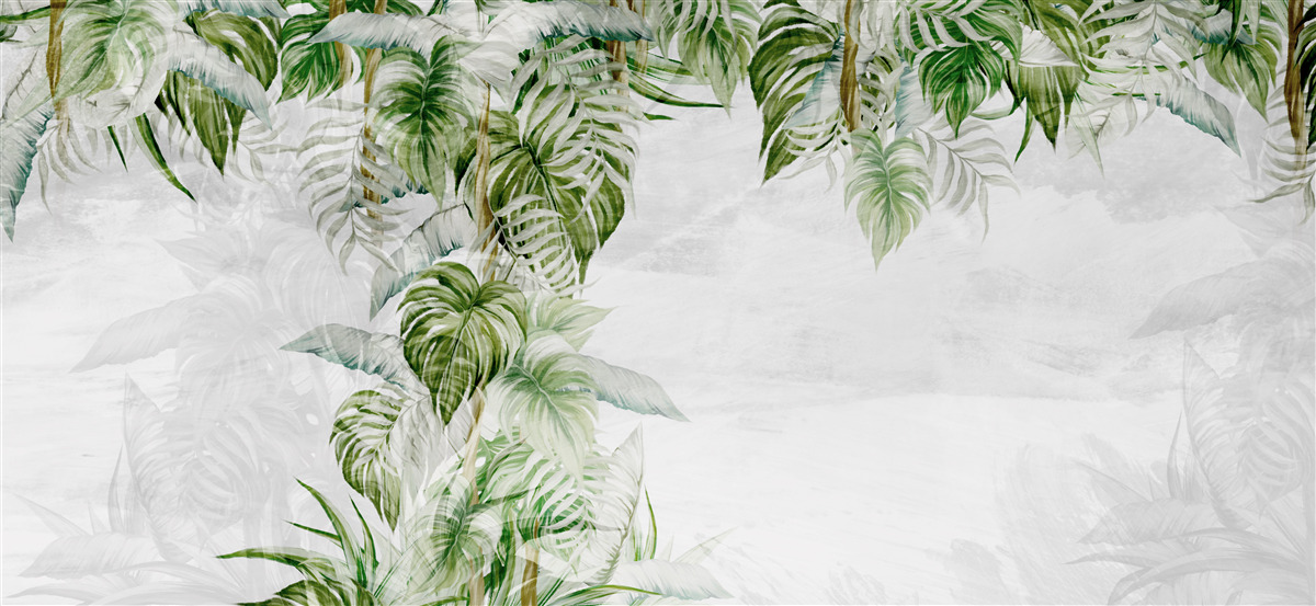 Carta da parati foglie verdi tropicali