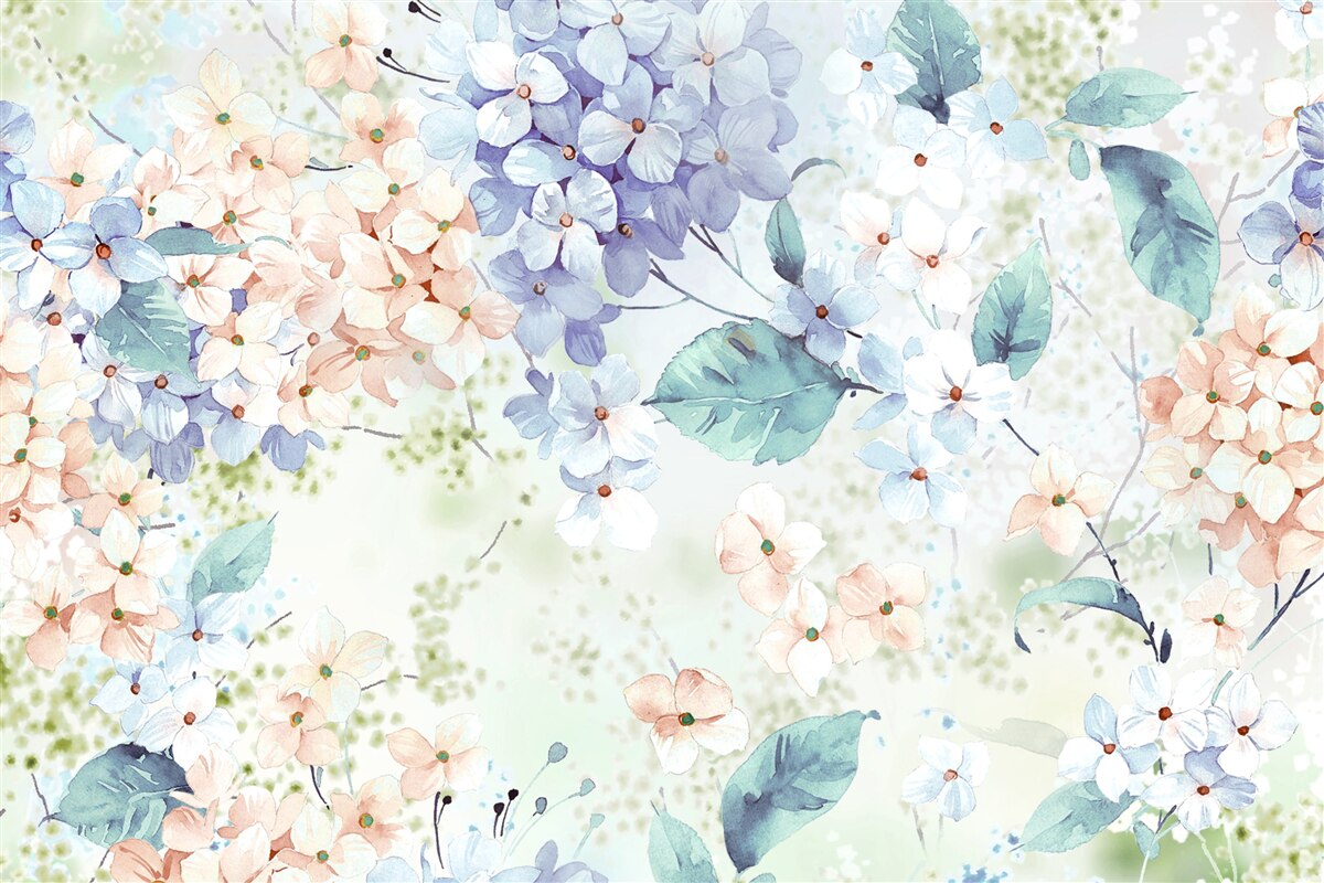 Carta da parati I fiori di ortensia sbocciano luminosi in primavera