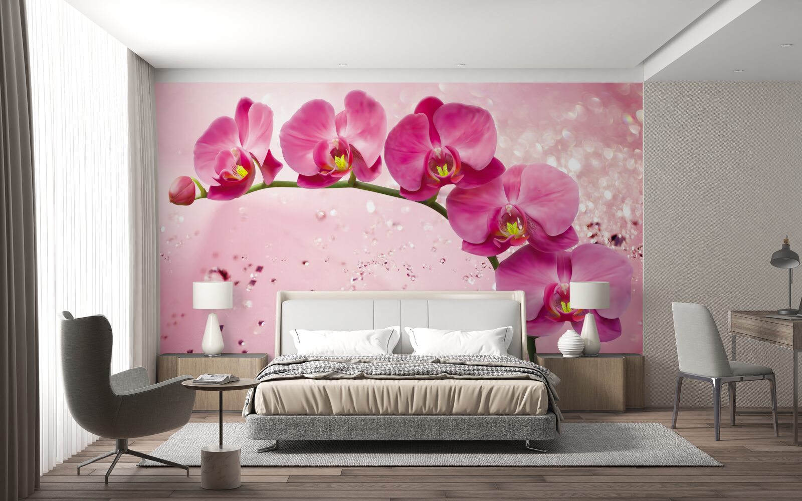 Carta da parati orchidea rossa su un ramo