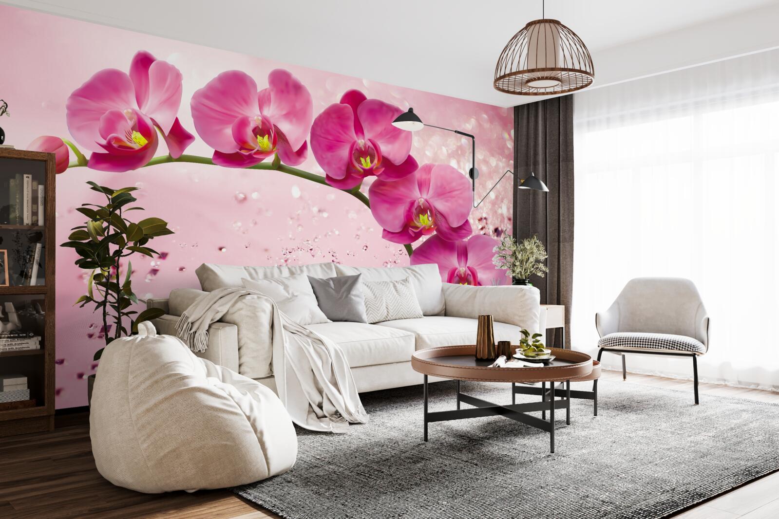 Fototapeta czerwona orchidea na gałęzi