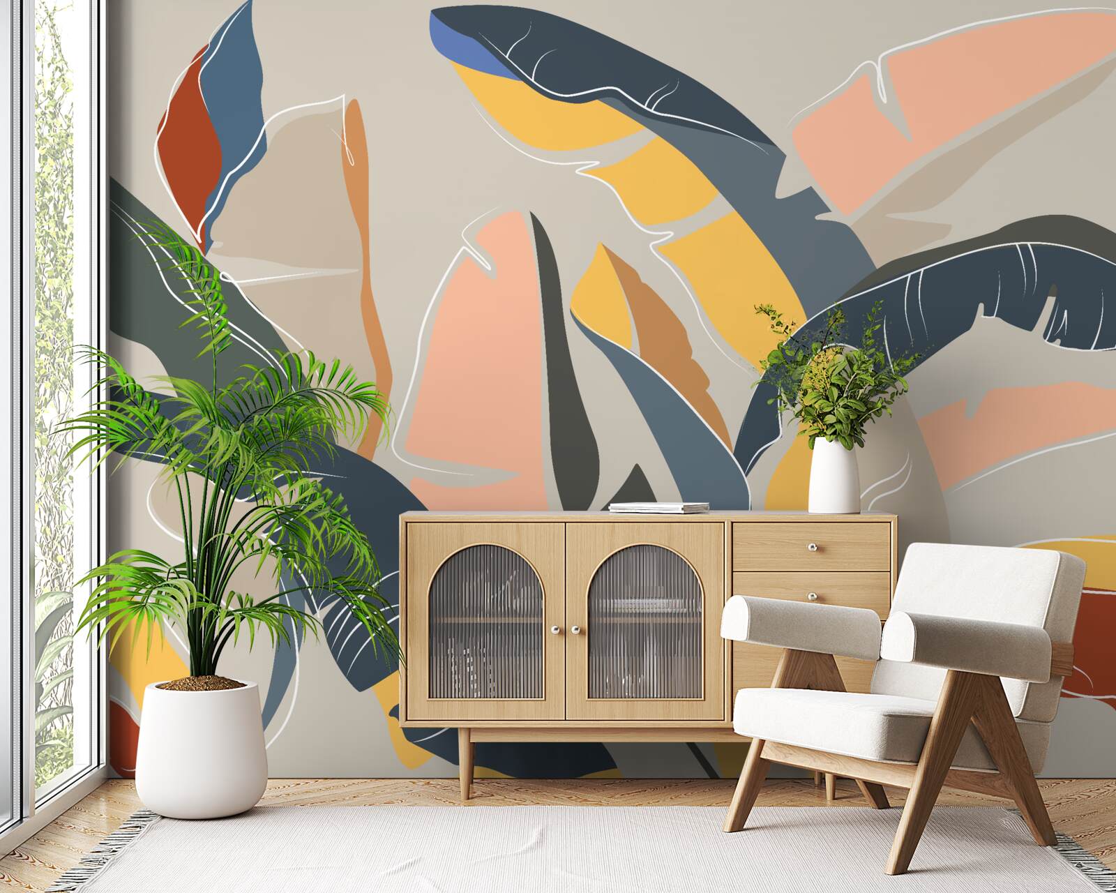 Carta da parati alte e ricche foglie di felce