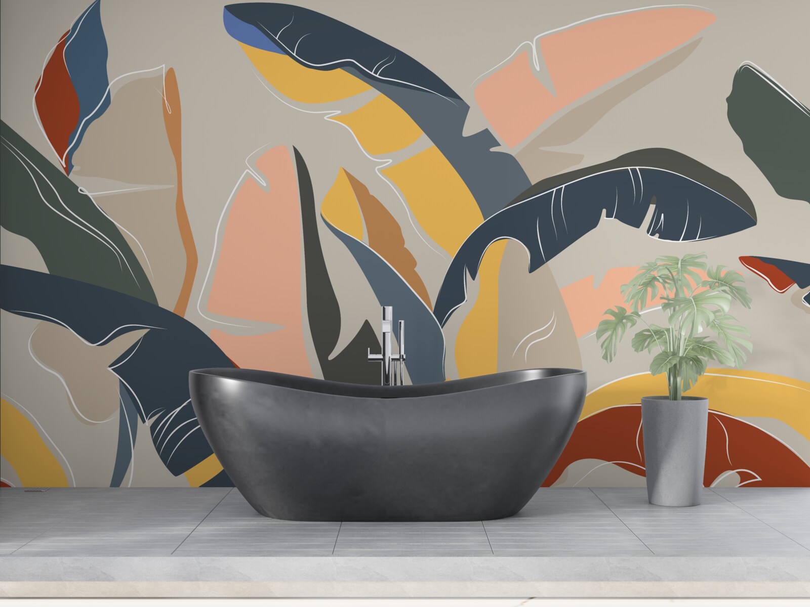 Carta da parati alte e ricche foglie di felce