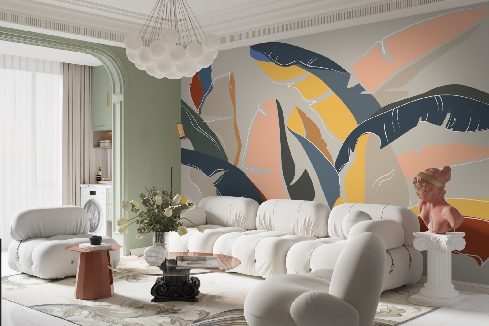 Carta da parati alte e ricche foglie di felce