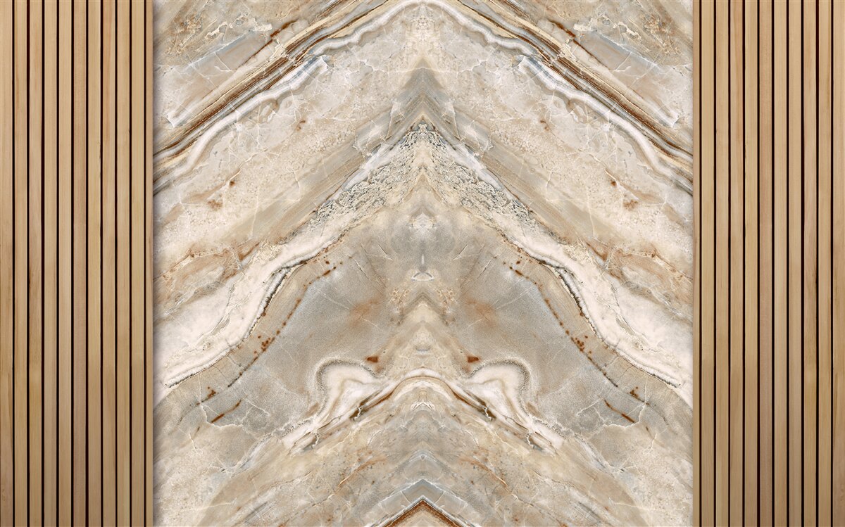Carta da parati legno verticale con marmo chiaro