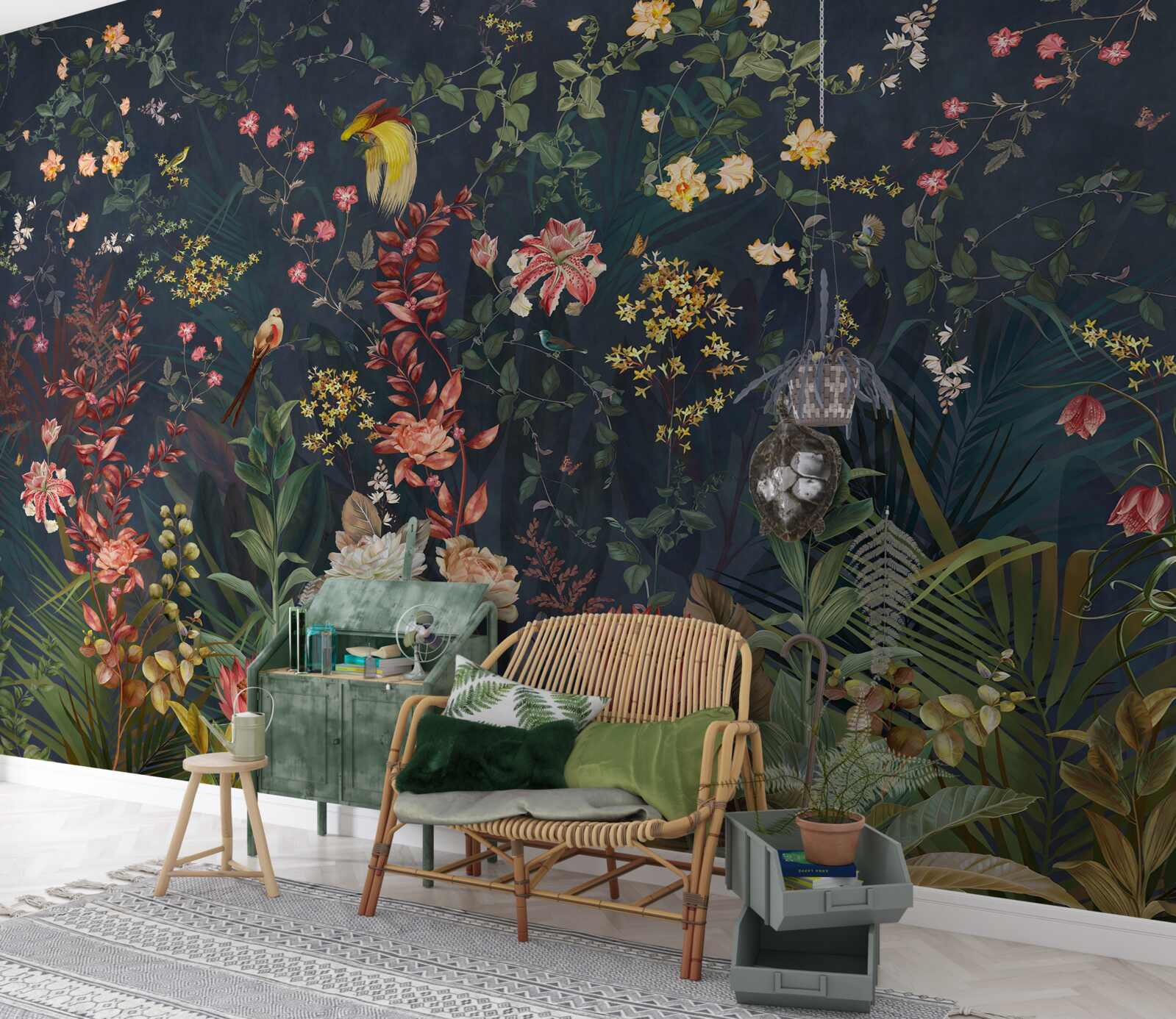 Carta da parati fiori notturni luminosi