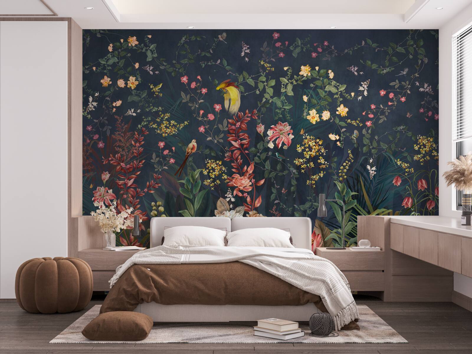 Carta da parati fiori notturni luminosi