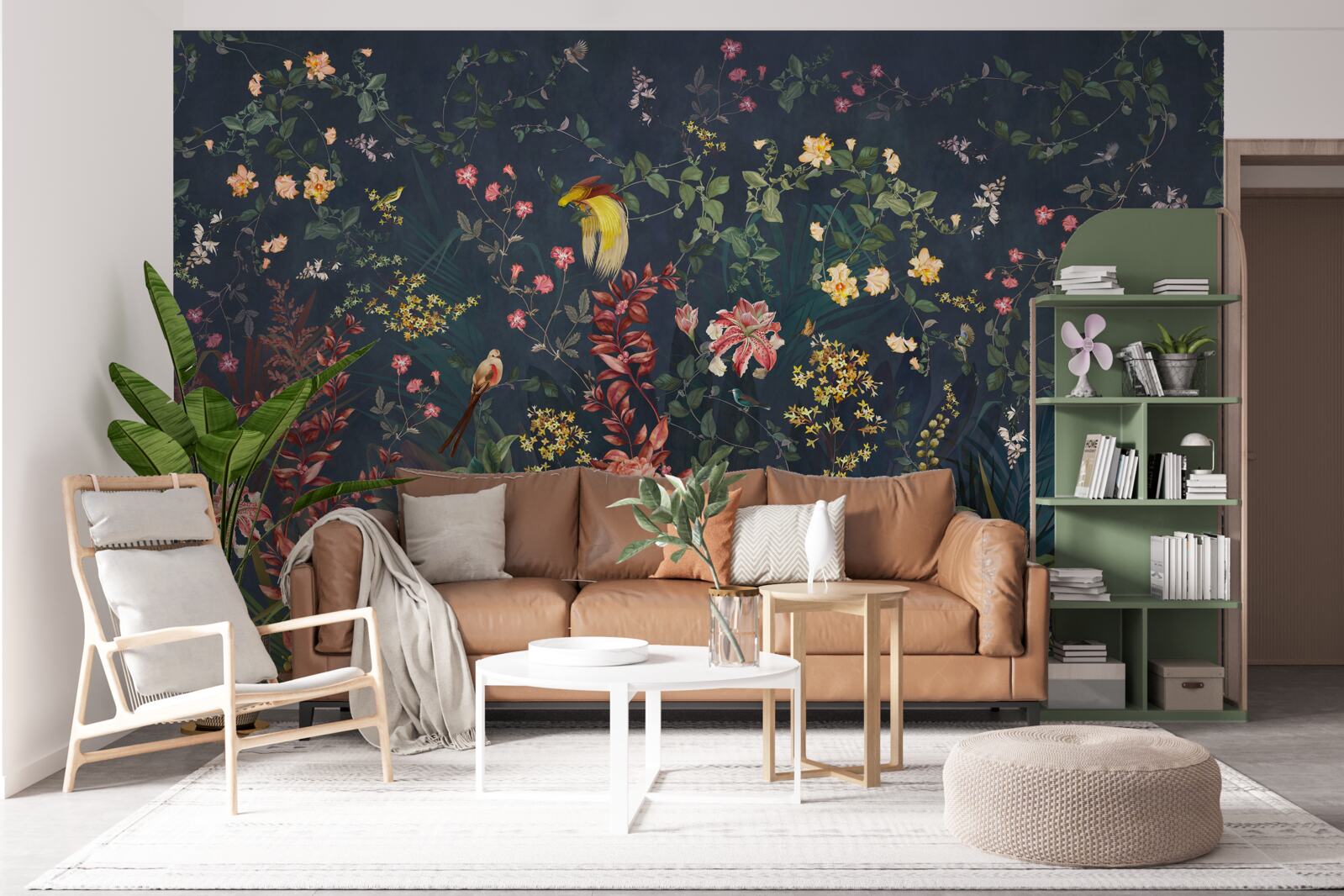 Carta da parati fiori notturni luminosi