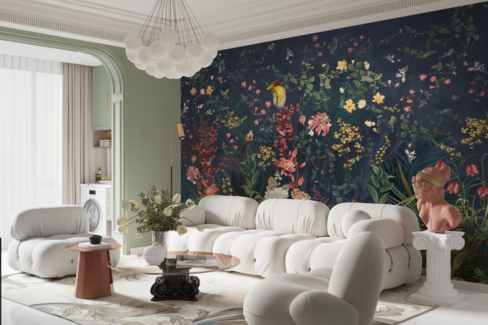 Carta da parati fiori notturni luminosi