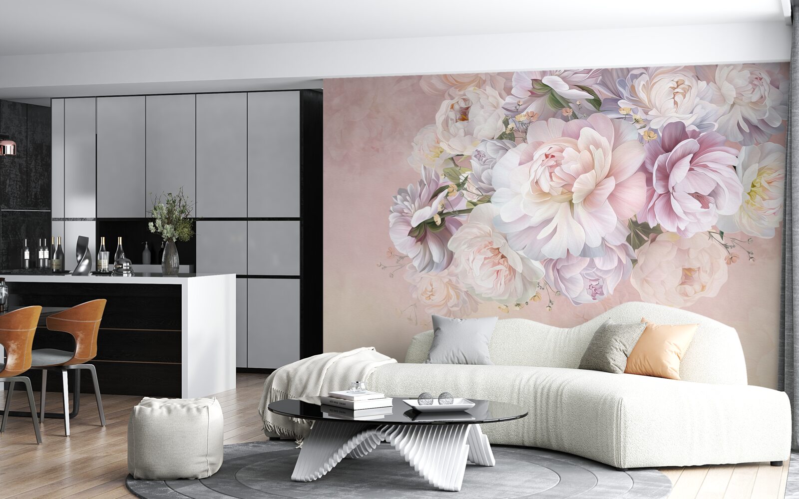 Carta da parati elegante composizione di fiori primaverili