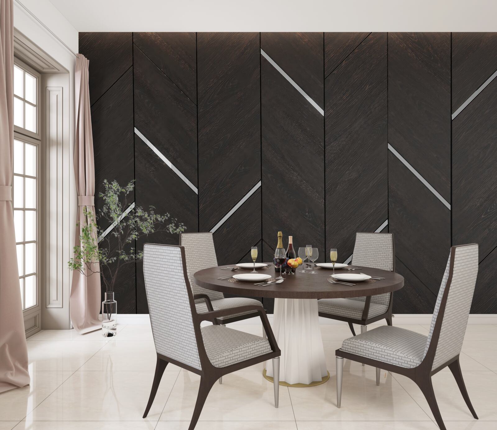 Carta da parati il parquet è nero a strisce bianche