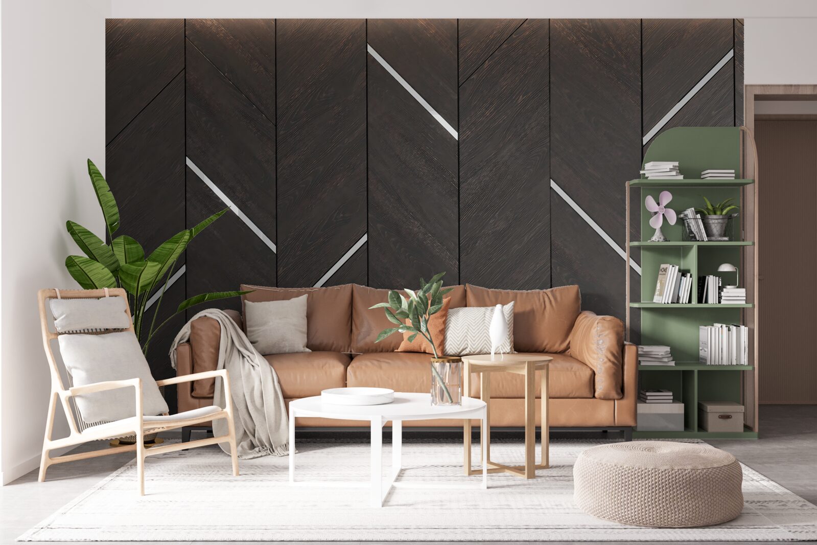 Carta da parati il parquet è nero a strisce bianche