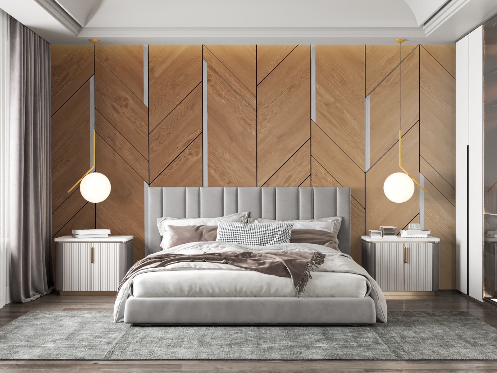 Carta da parati parquet marrone con illuminazione integrata