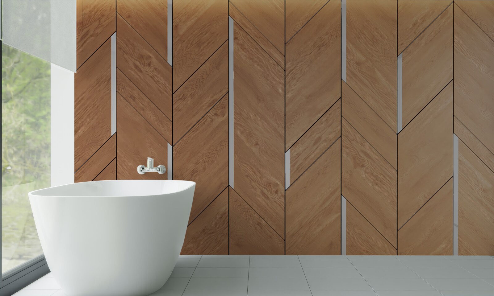 Carta da parati parquet marrone con illuminazione integrata