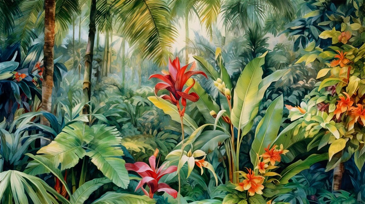 Carta da parati incredibile varietà di flora tropicale
