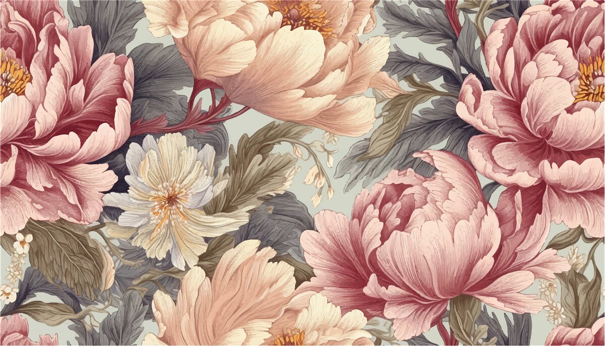 Carta da parati fiori grandi in fase di germogliazione