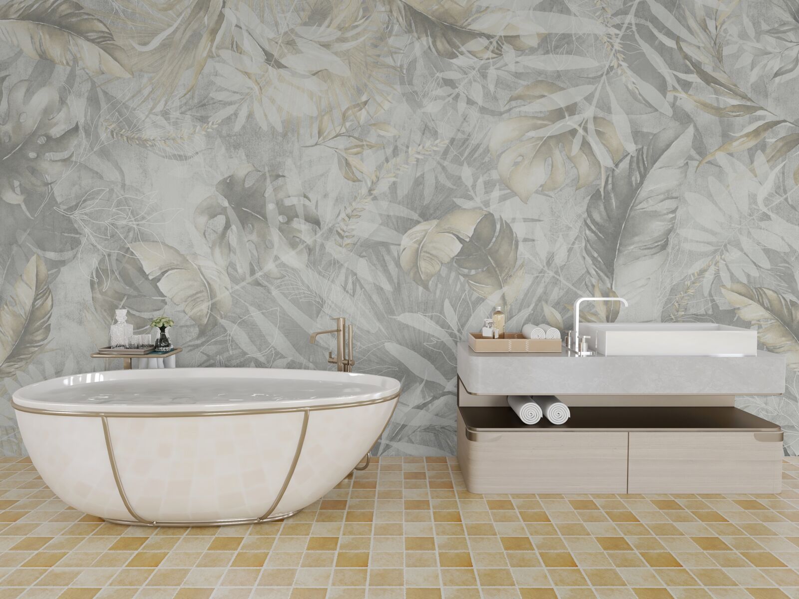 Carta da parati abbondanza di piante nella giungla