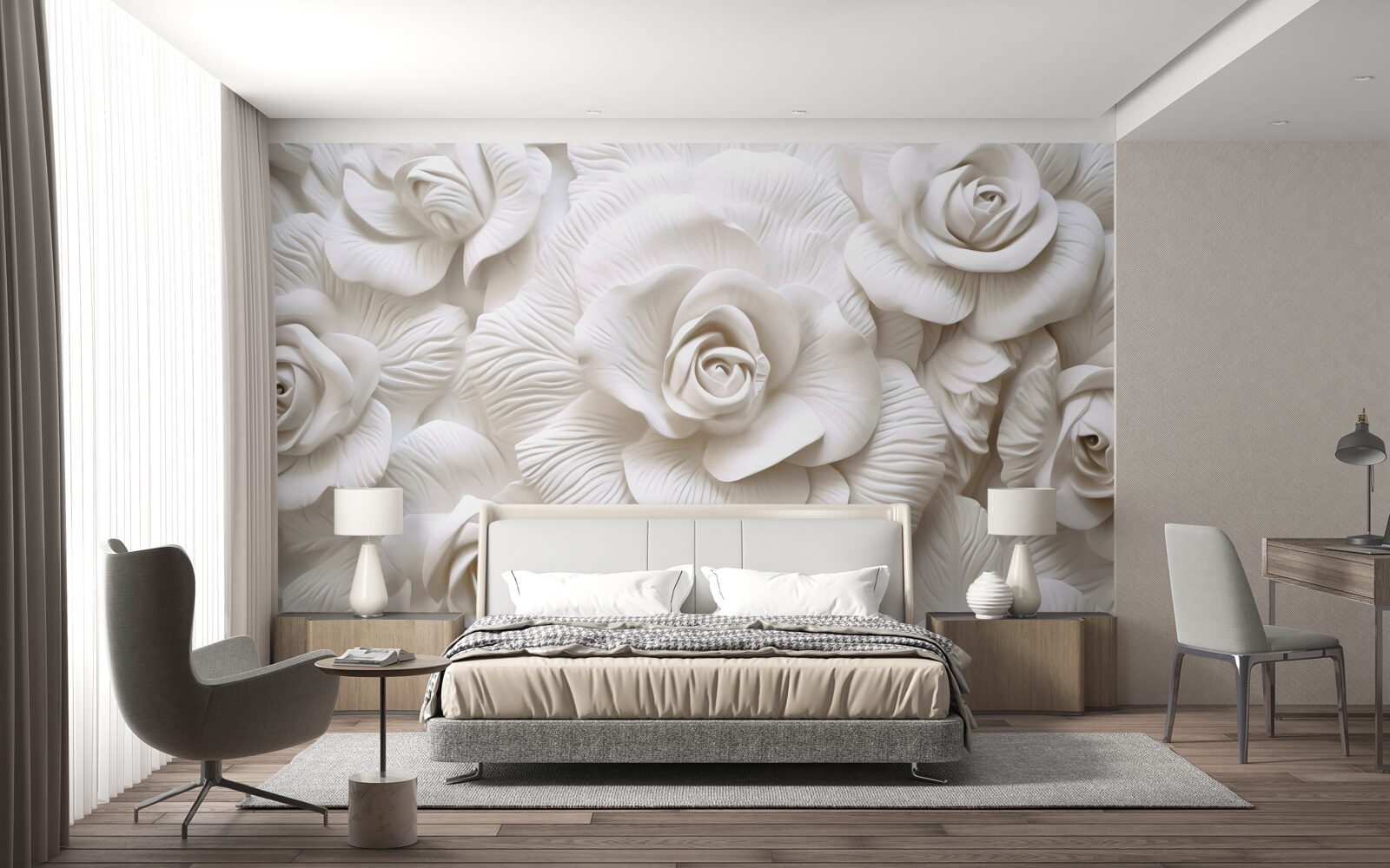 Carta da parati le rose in rilievo sono delicate