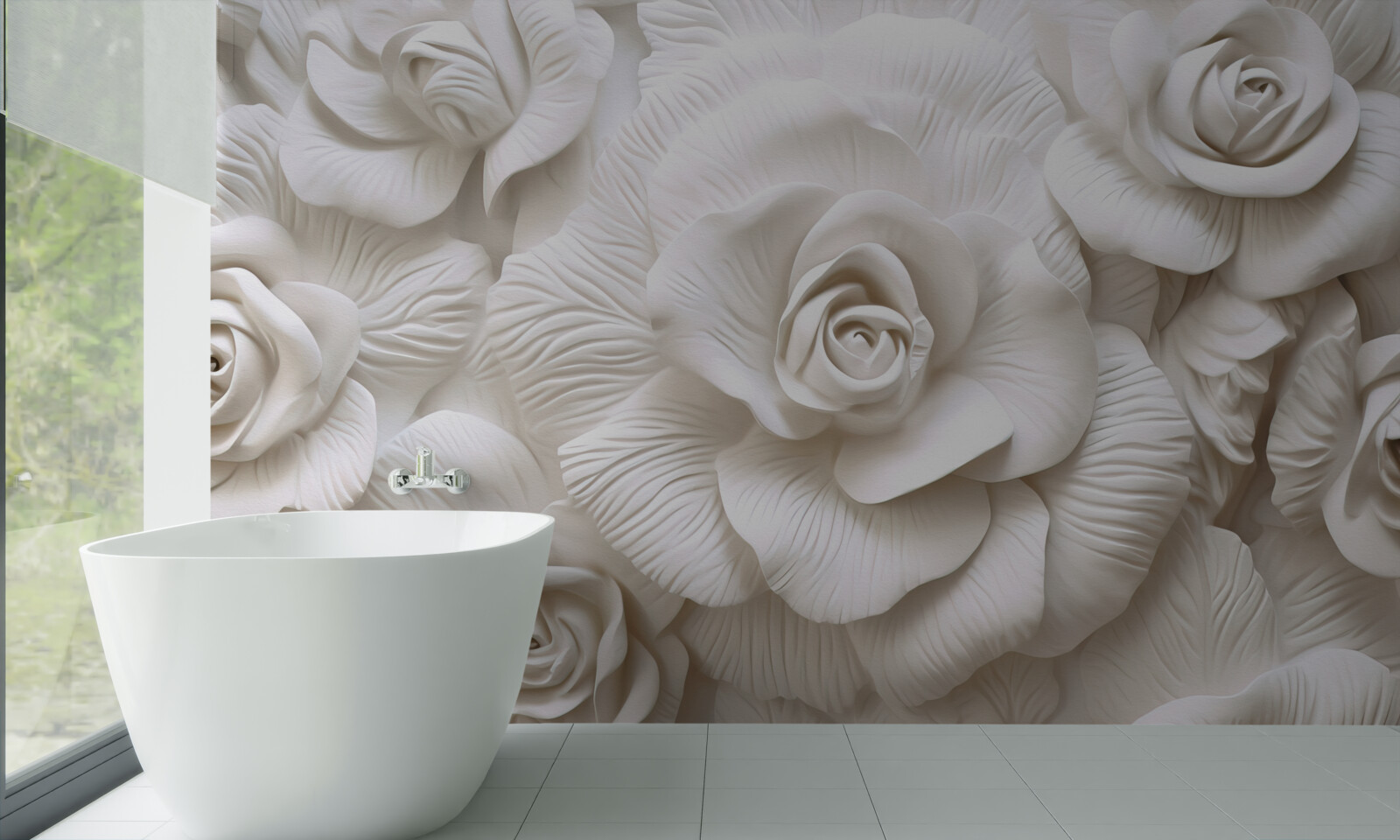 Carta da parati le rose in rilievo sono delicate