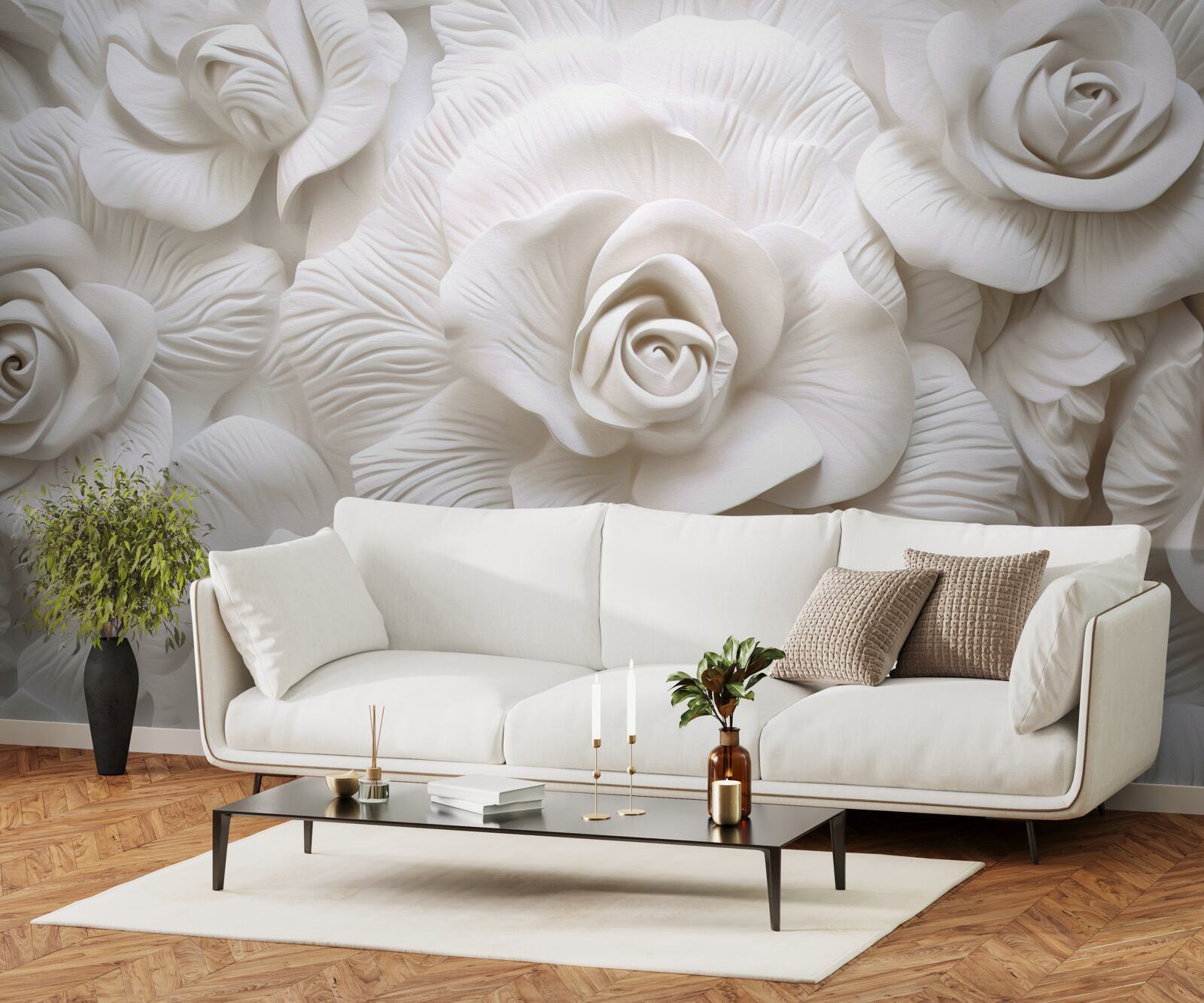 Carta da parati le rose in rilievo sono delicate
