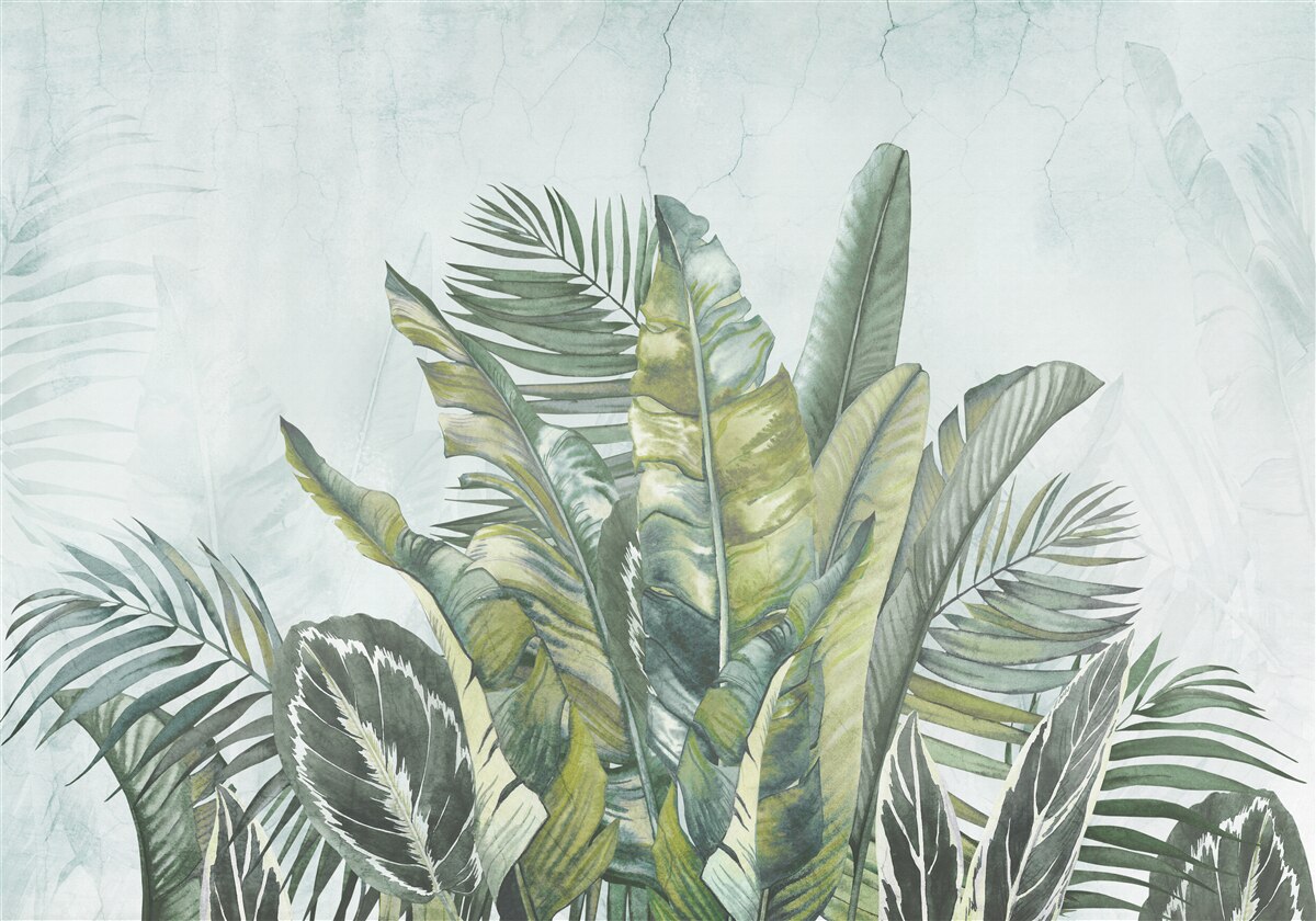 Carta da parati boschetto verde di vegetazione tropicale