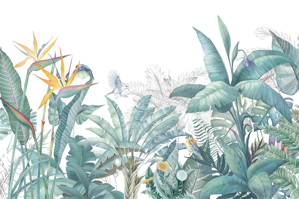 Carta da parati piante tropicali verdi