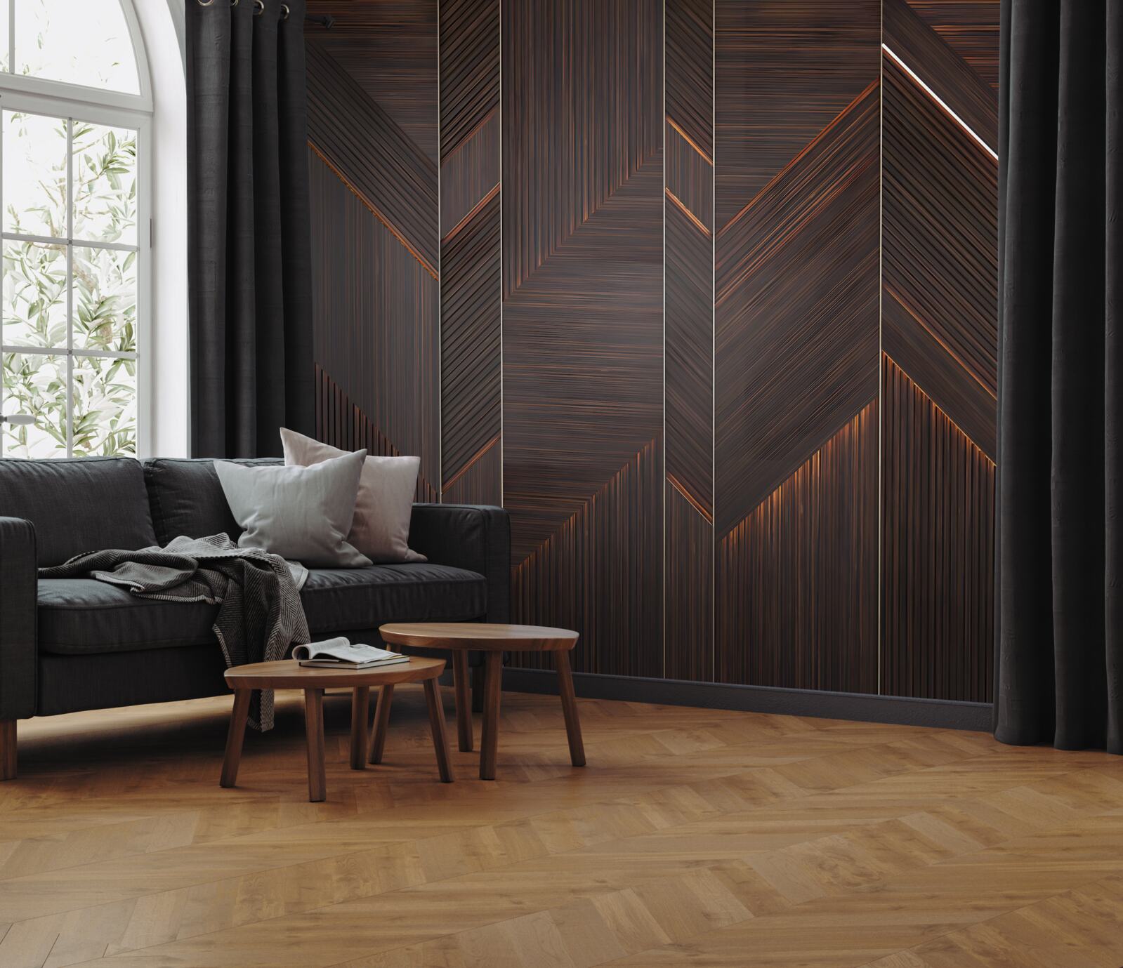 Carta da parati parquet scuro lucidato