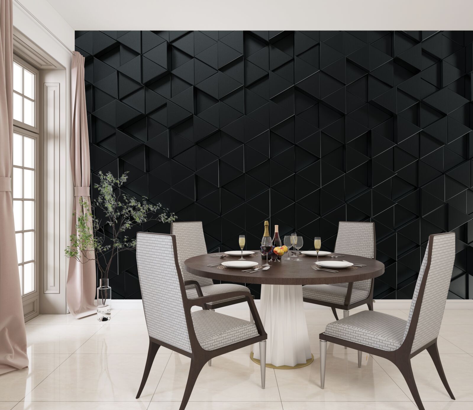 Carta da parati triangoli volumetrici in nero