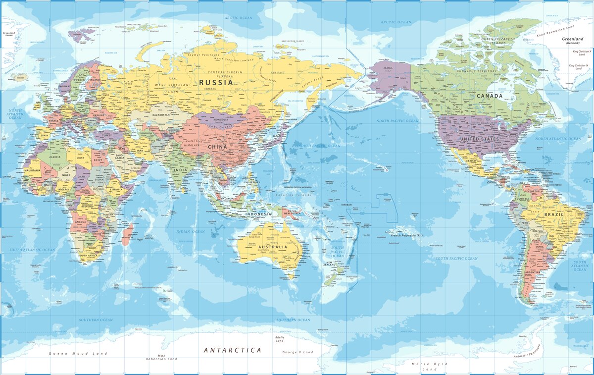 Carta da parati mappa del mondo attuale dal punto di vista politico