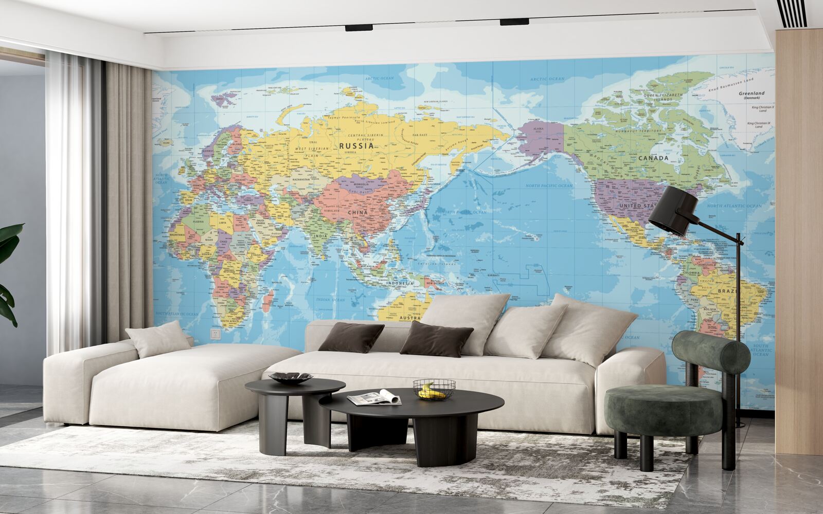 Carta da parati mappa del mondo attuale dal punto di vista politico