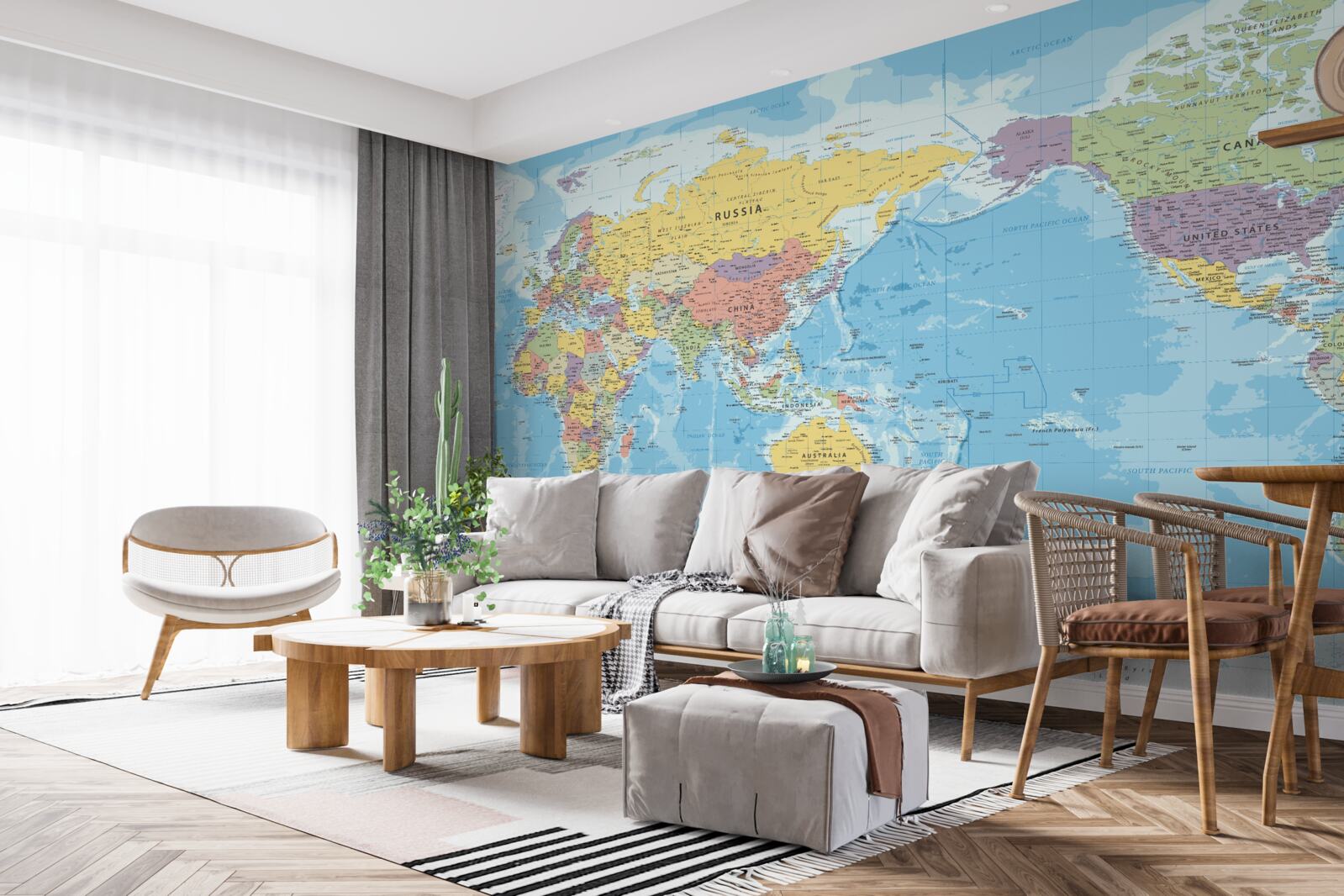 Carta da parati mappa del mondo attuale dal punto di vista politico