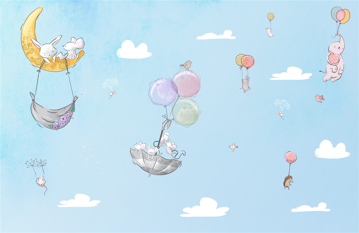 Carta da parati palloncini e animali