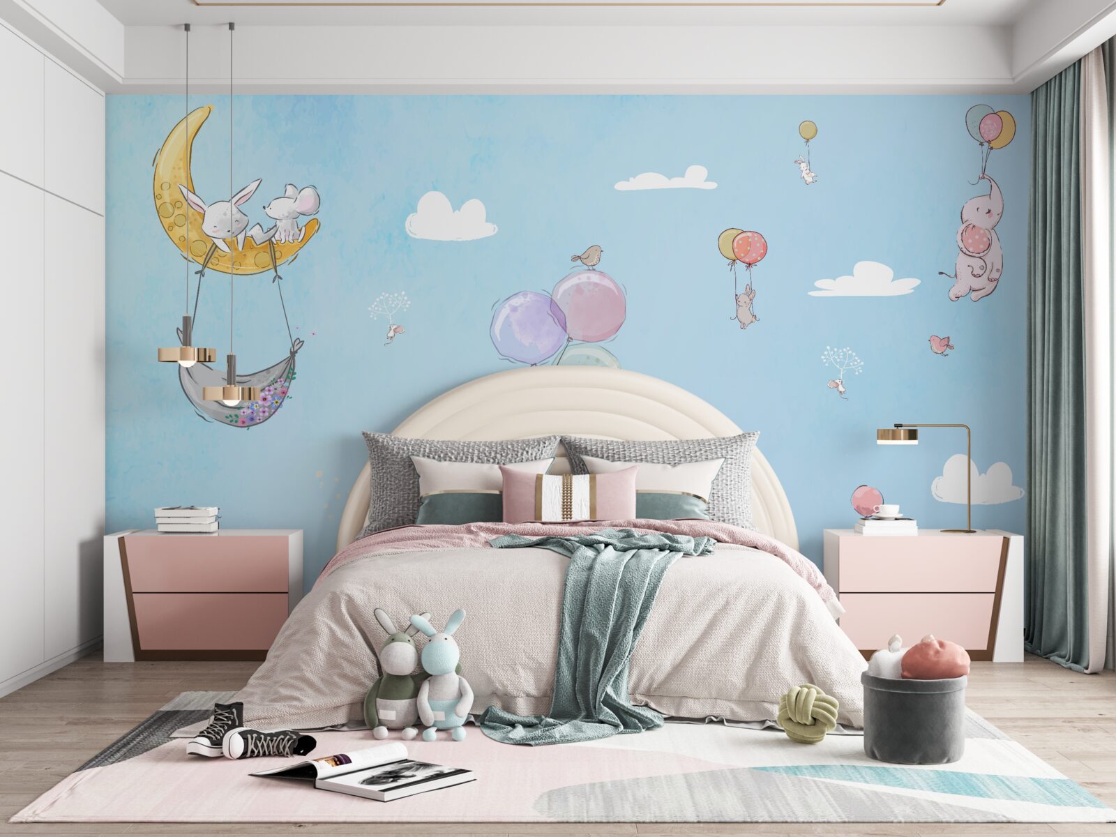 Carta da parati palloncini e animali