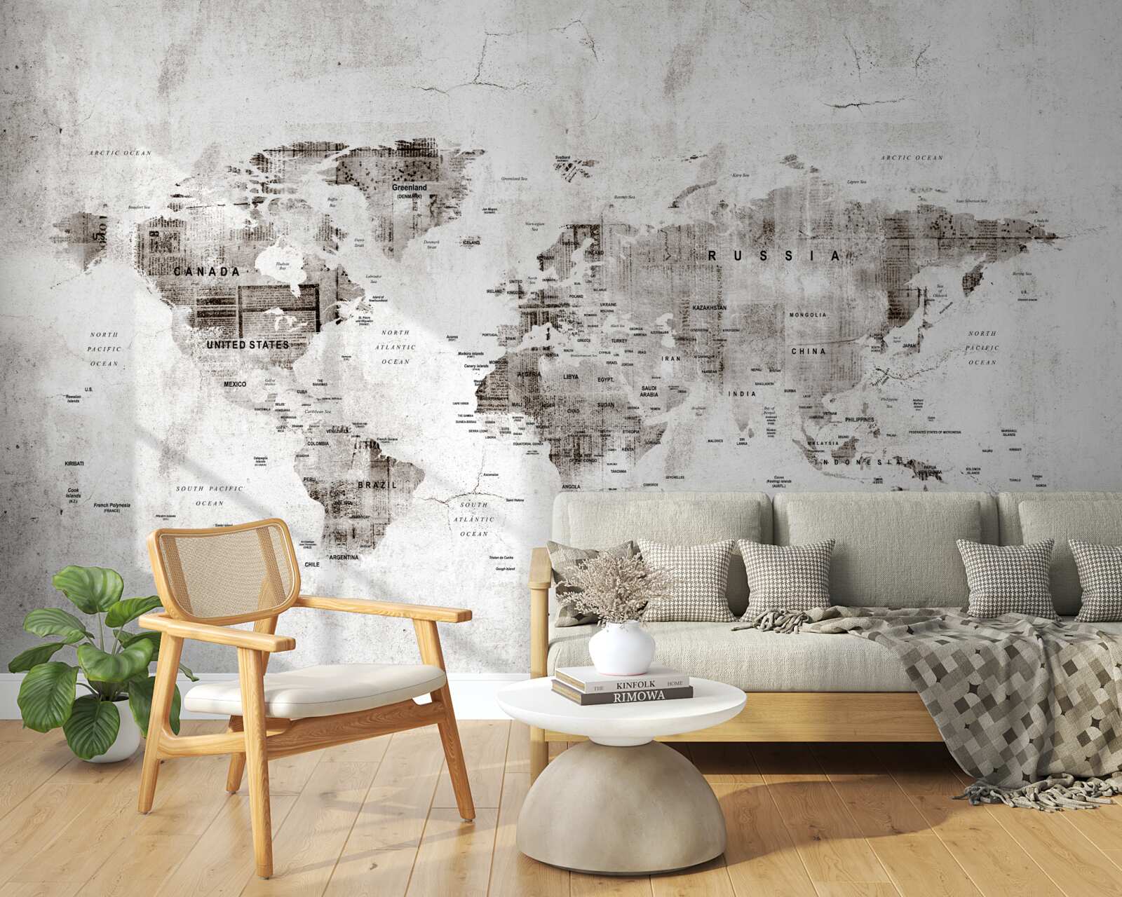 Carta da parati mappa del mondo con i nomi degli Stati