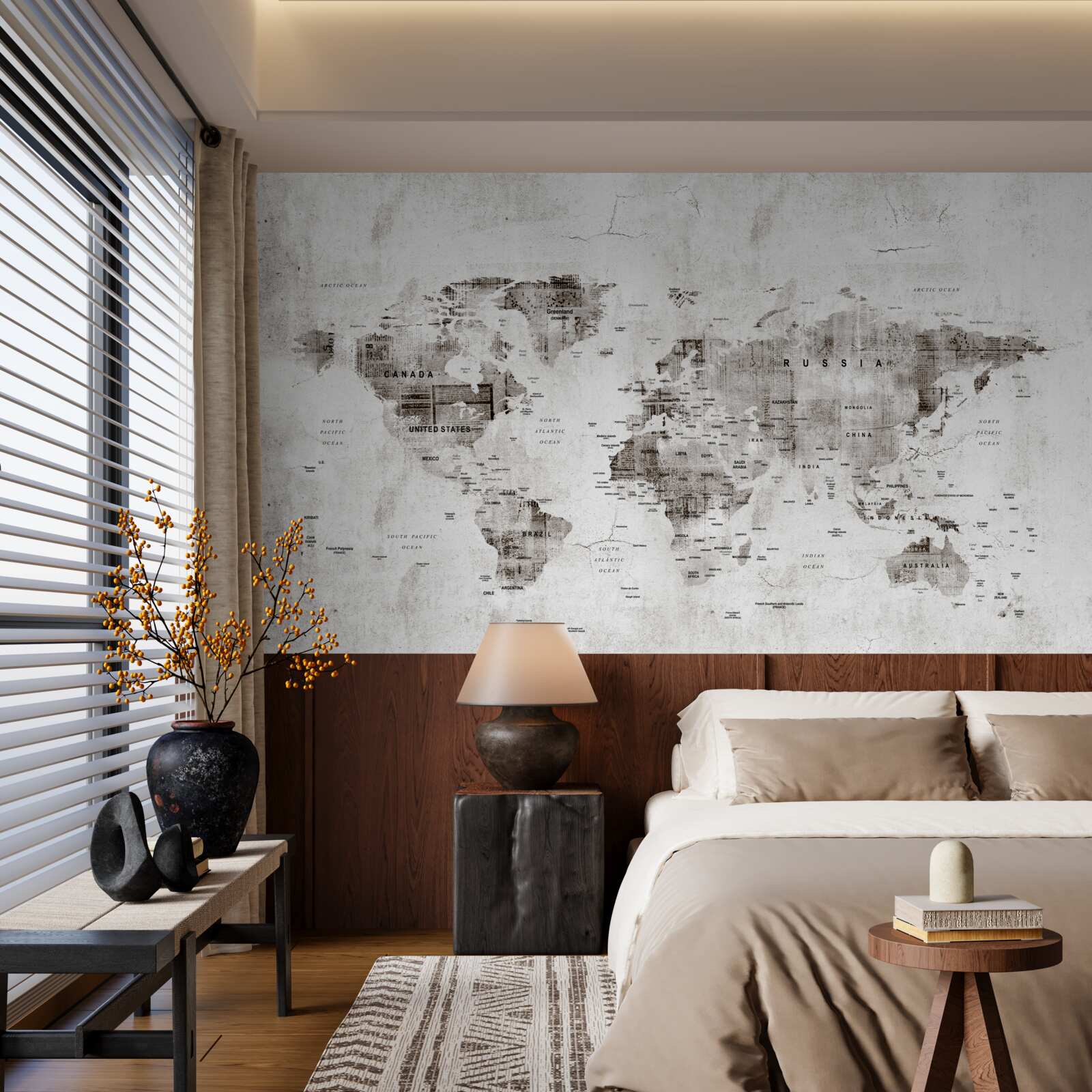 Carta da parati mappa del mondo con i nomi degli Stati