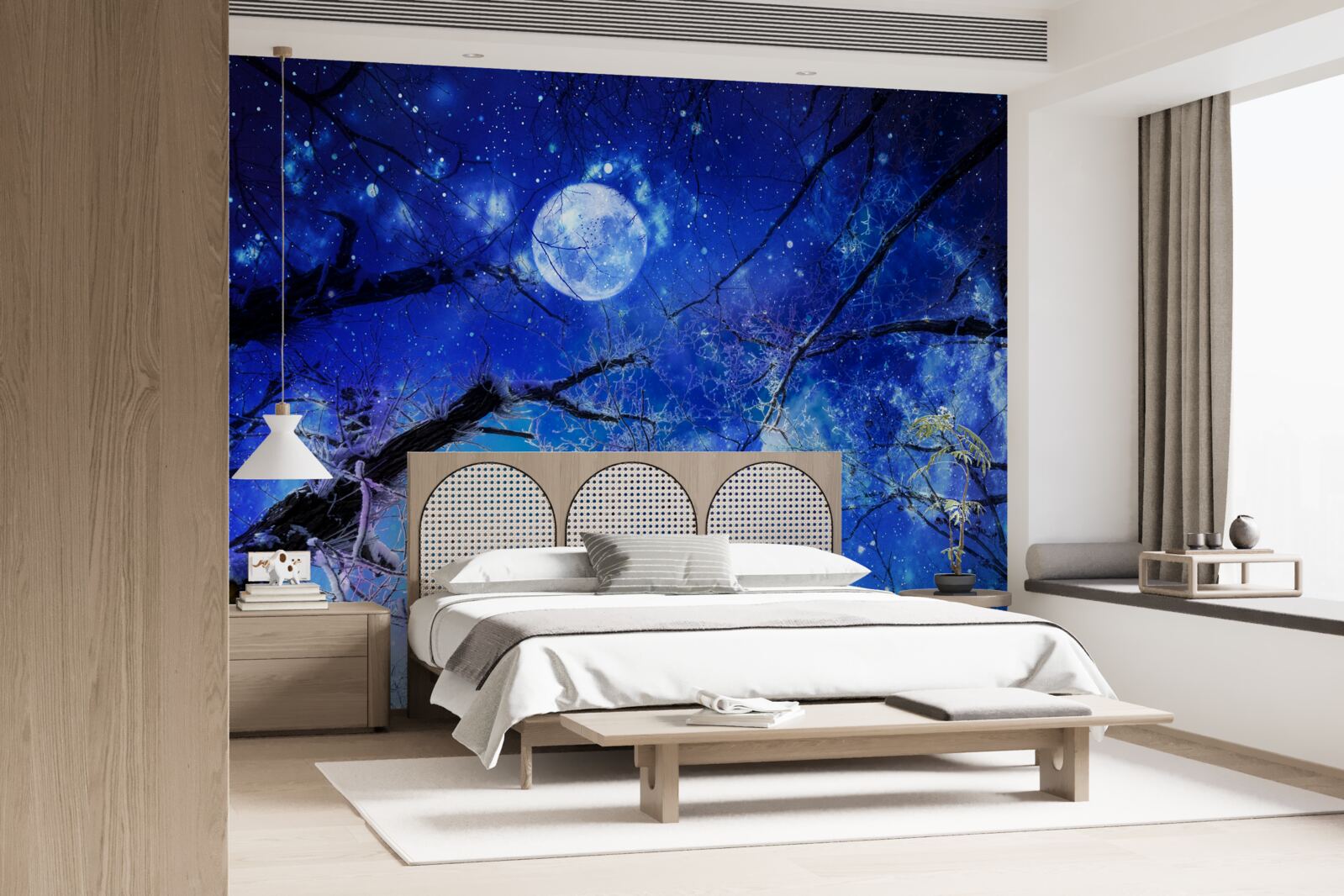 Carta da parati cielo notturno luminoso e luna