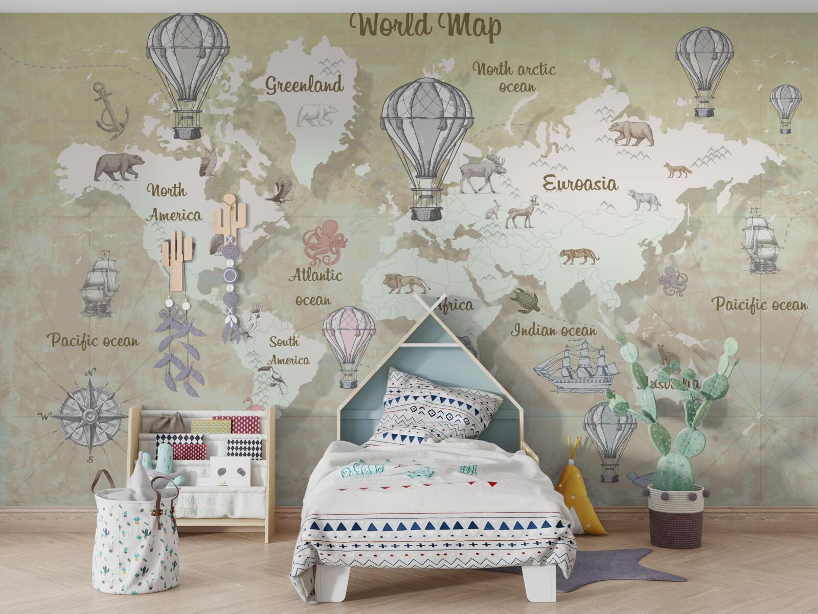 Carta da parati mappa del mondo in colori caldi